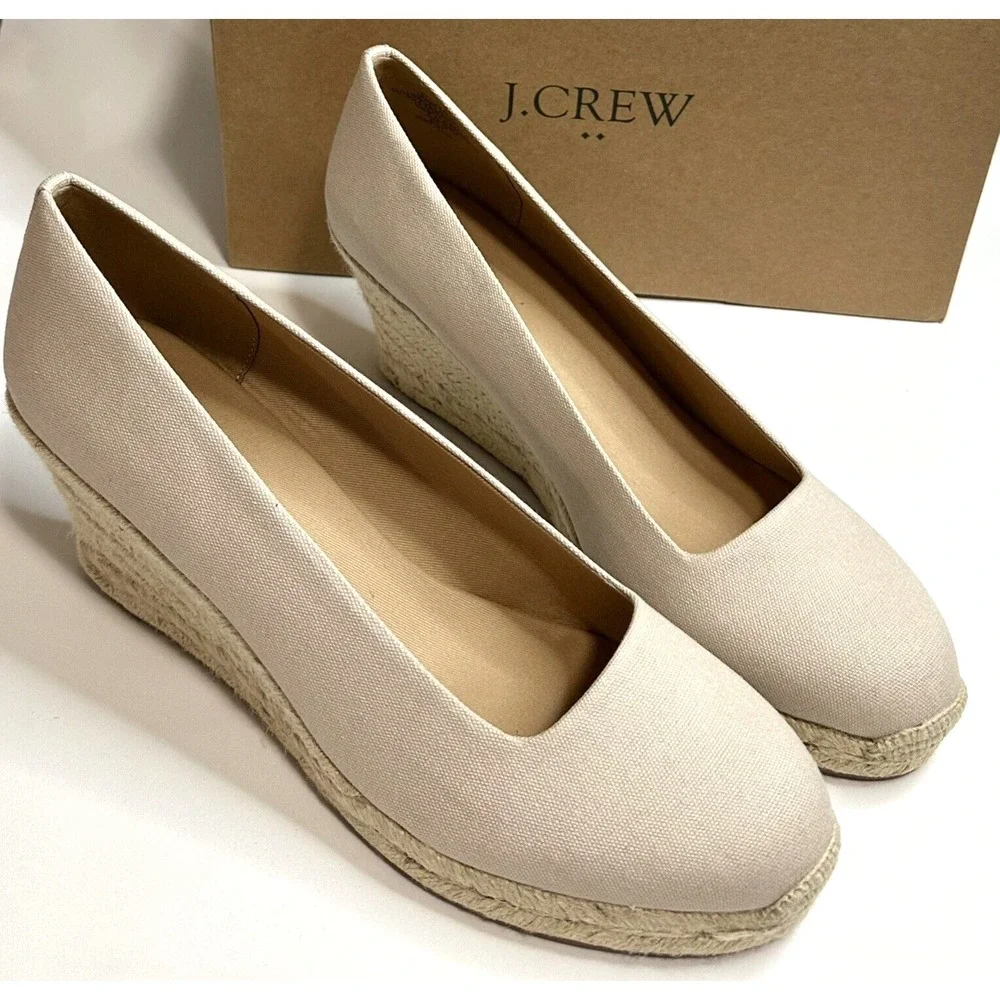 J.Crew Factory Shoes Women's Size 12 Canvas Espadrille Flax Beige